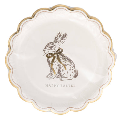 Gold "Happy Easter" Bunny Paper Plates
