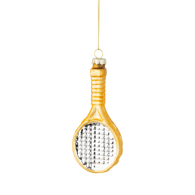 Gold and Silver Tennis Raquet Glass Ornament | Putti Christmas Decorations