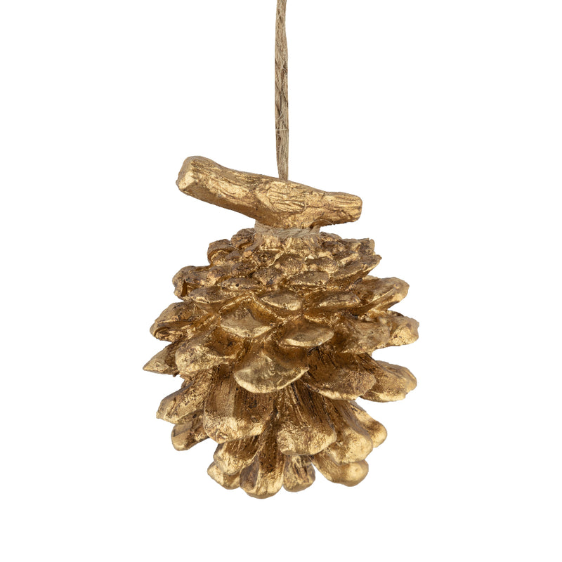 Gold Resin Pinecone Ornament | Putti Christmas Decorations