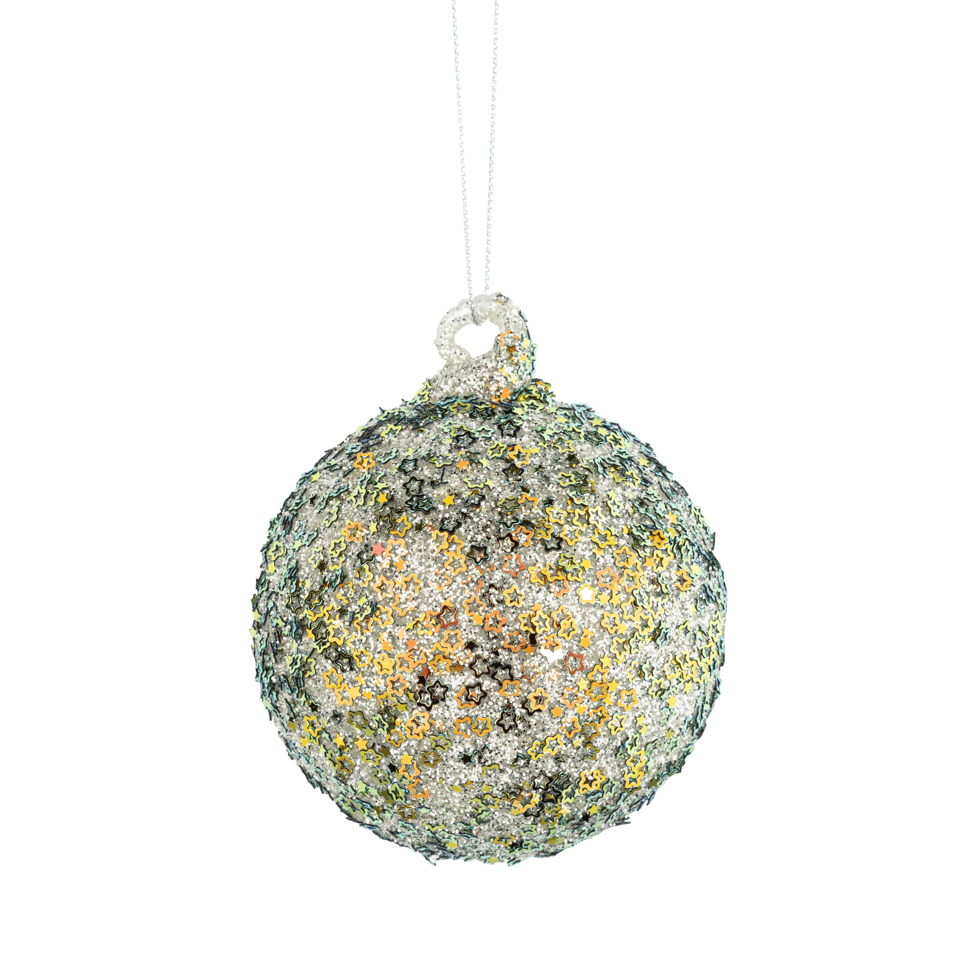 Glass Ball Ornament Multicolored Iridescent Glitter