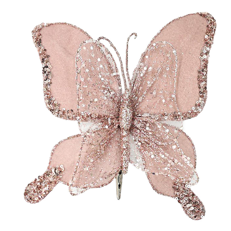 Pink Velvet Butterfly Ornament