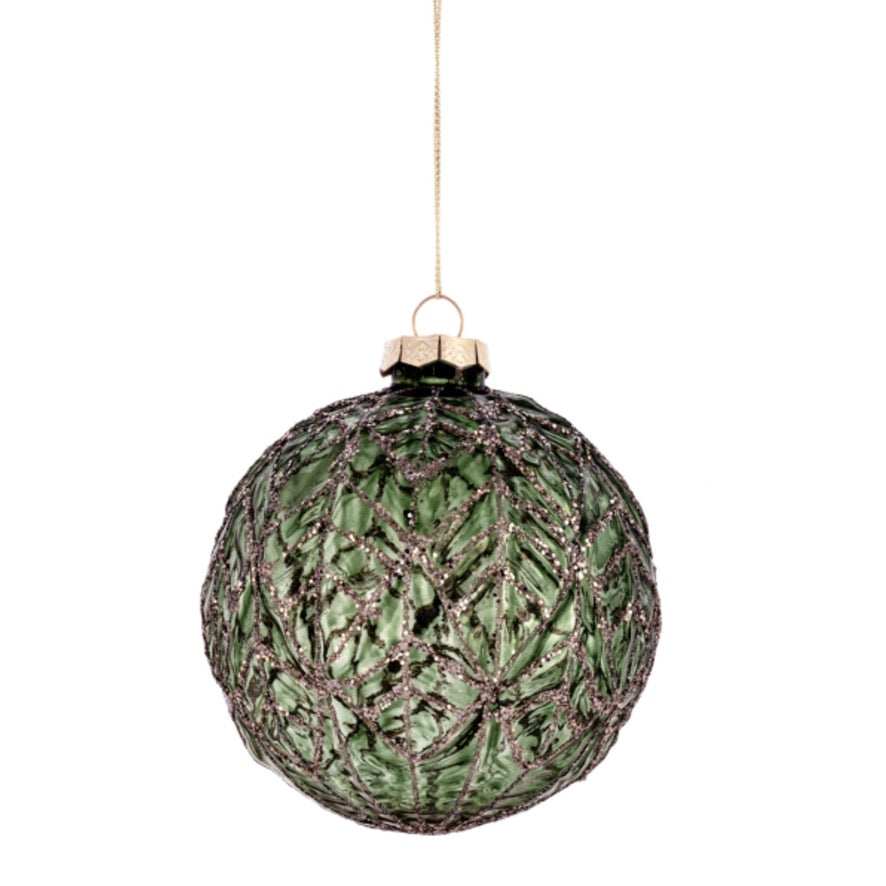 Green Frosted Ball Ornaments