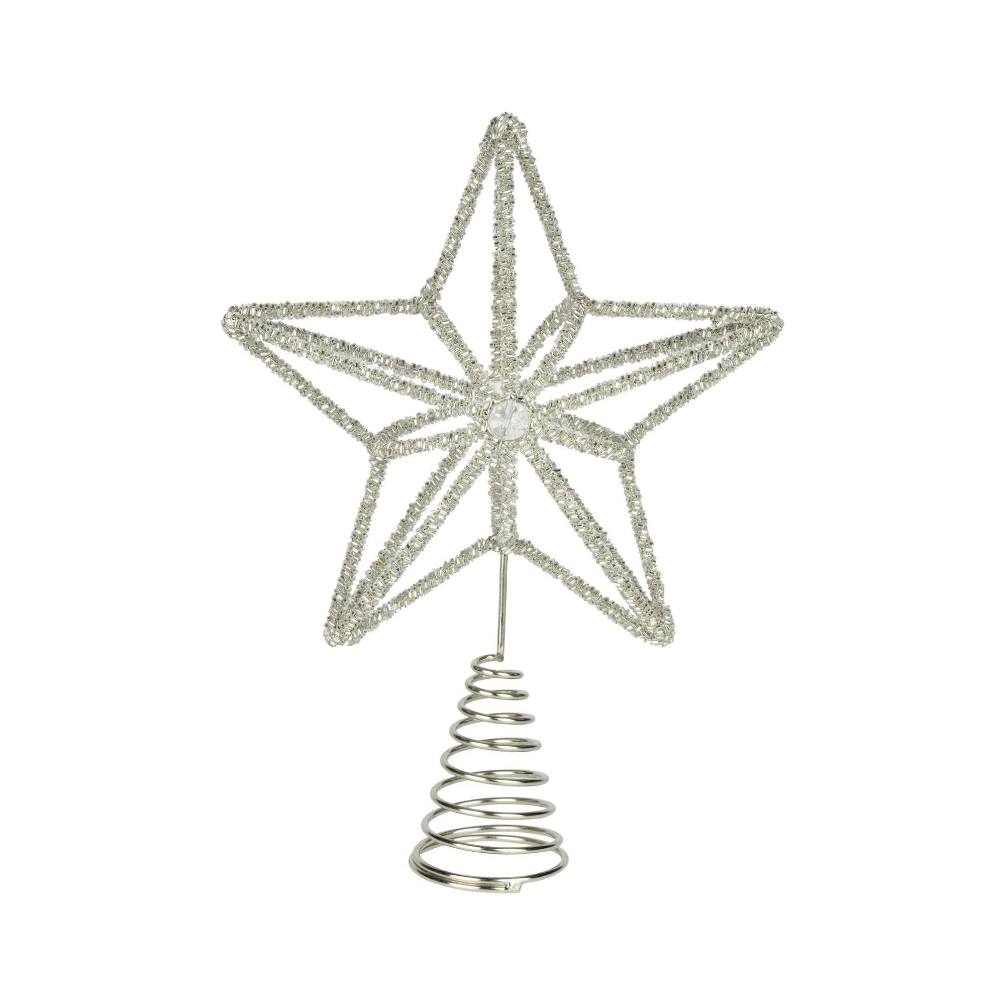 Clear Glass Beaded Star Christmas Tree Topper | Putti Christmas