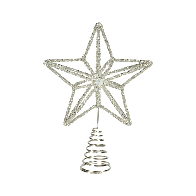 Clear Glass Beaded Star Christmas Tree Topper | Putti Christmas