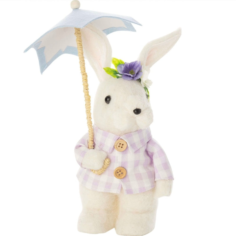White Grass Bunny with Umbrella