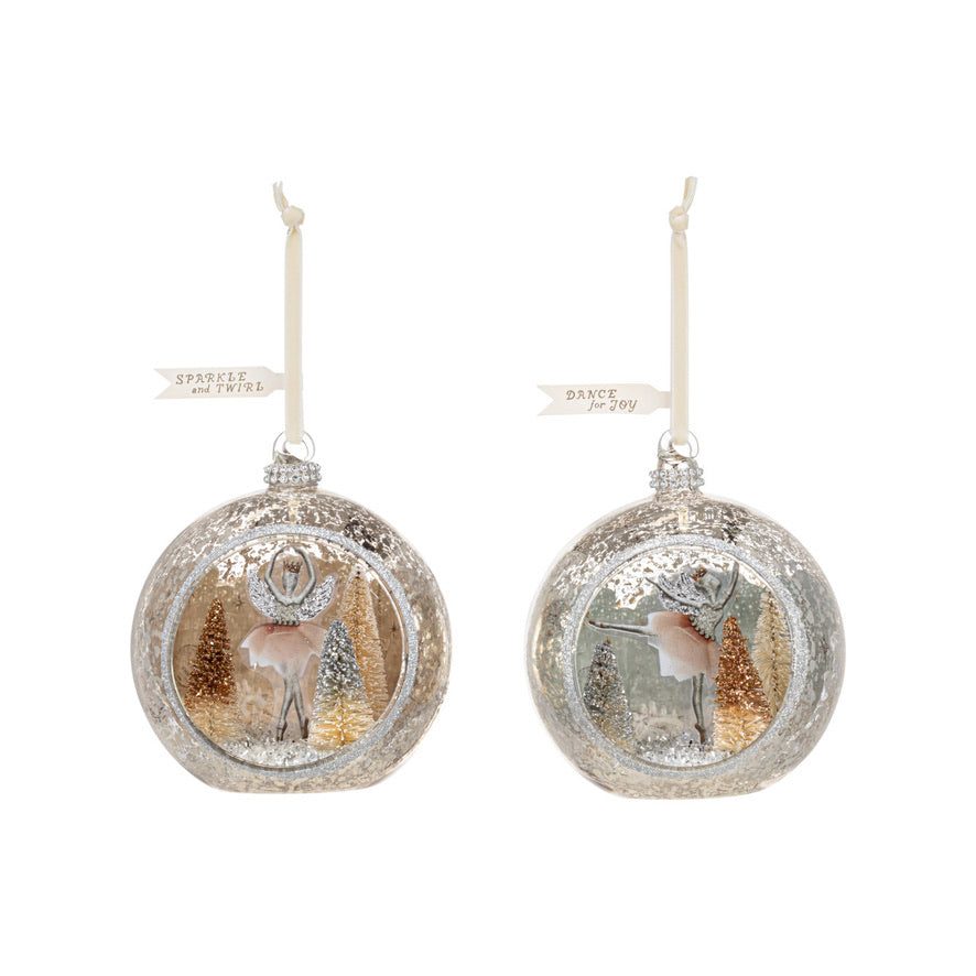 Ballerina Open Glass Scene Sparkle Ornament