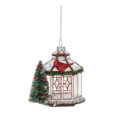 Conservetory Glass Ornament with Cardinal