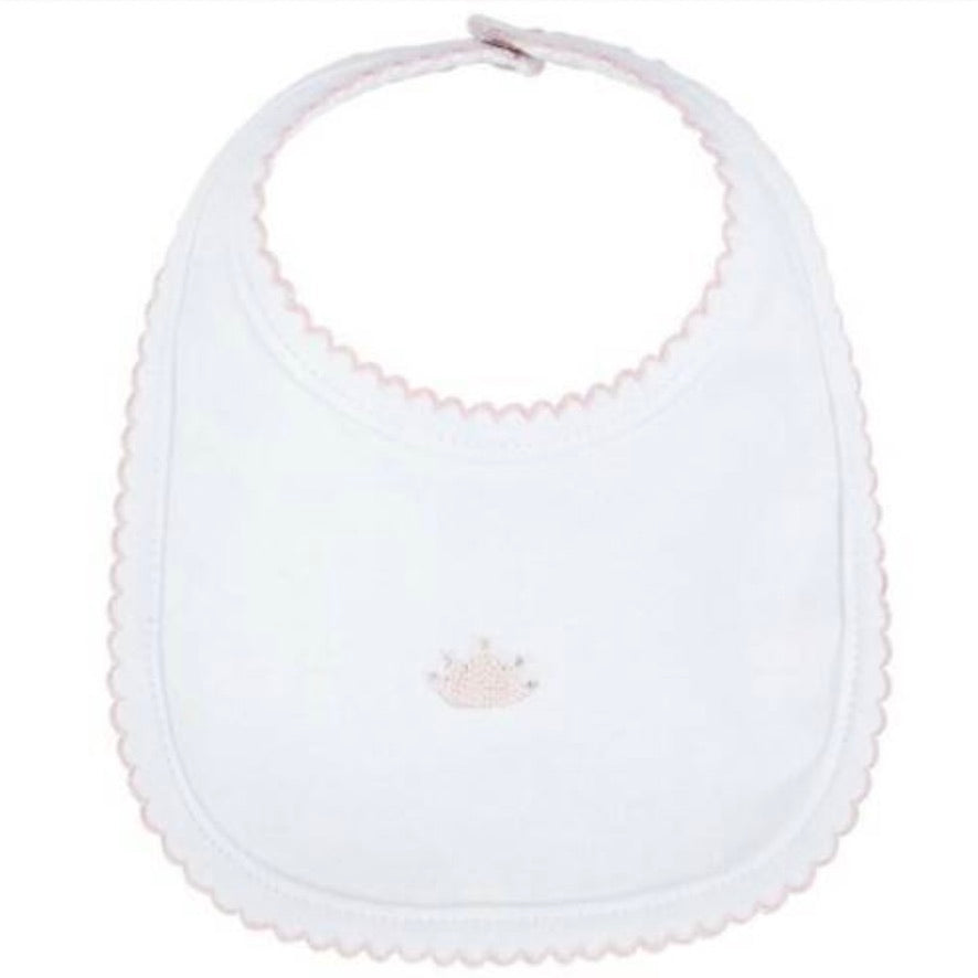 Mud Pie - French Knot Pink Crown Bib  | Le Petite Putti Canada