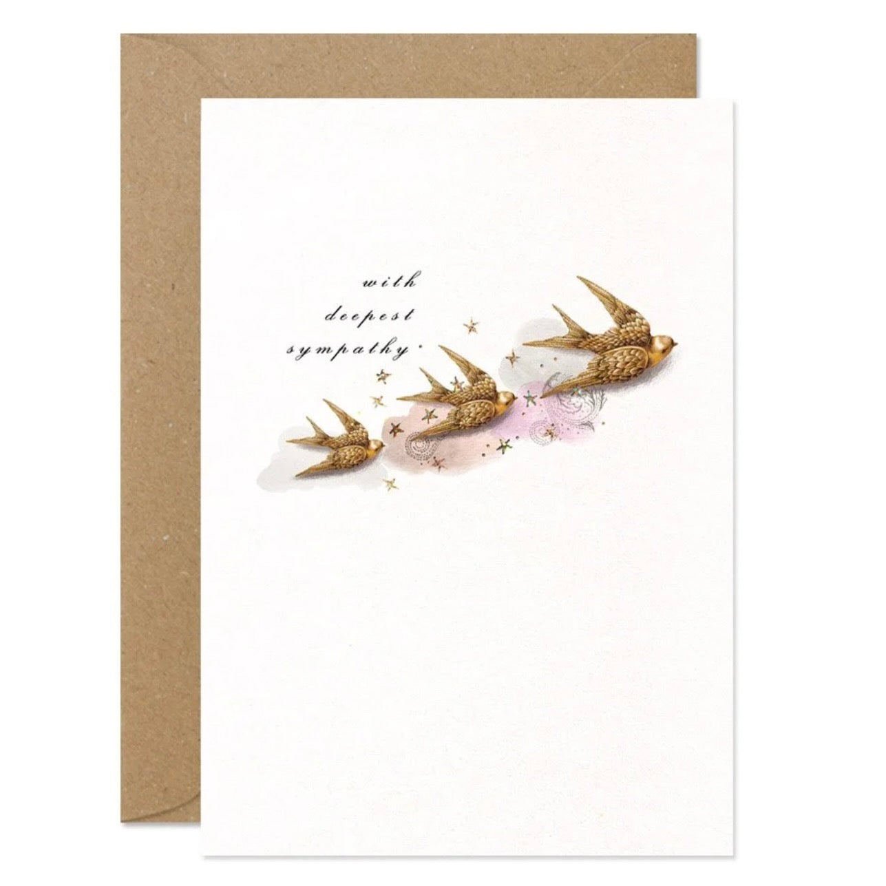 Three Gold Birds Sympathy Greeting Card