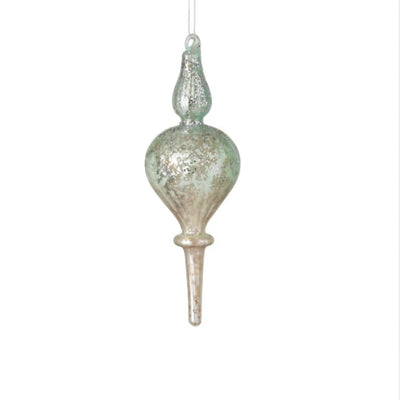 Aqua Mercury Glass Finial Ornament  | Putti Christmas Decorations