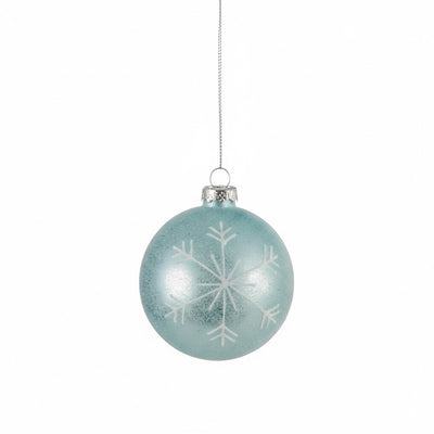 Aqua with Snowflake Glass Ornament  | Putti Christmas Canada