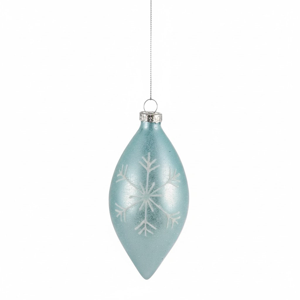 Aqua with Snowflake Glass Ornament  | Putti Christmas Canada