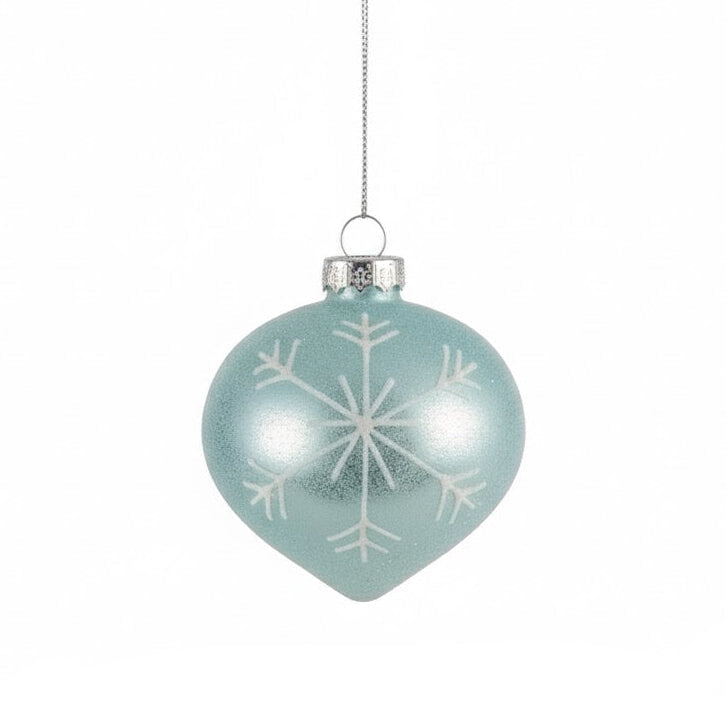 Aqua with Snowflake Glass Ornament  | Putti Christmas Canada