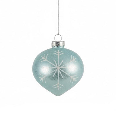 Aqua with Snowflake Glass Ornament  | Putti Christmas Canada