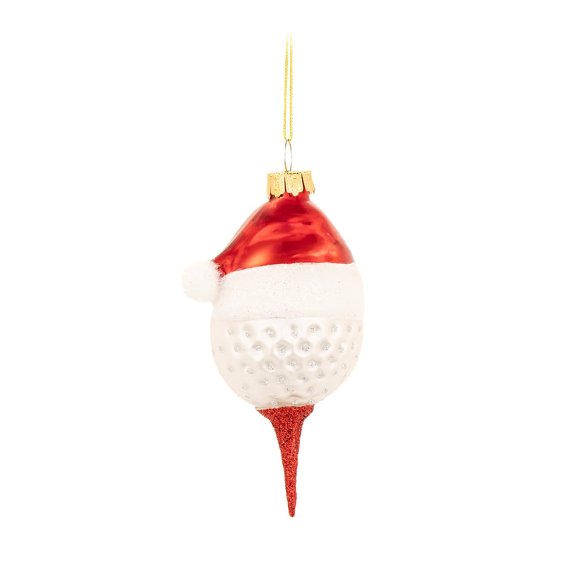 Festive Golf Ball Glass Ornament