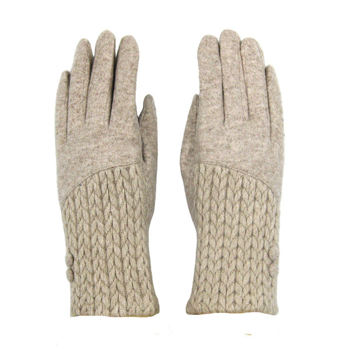Cashmere Blend Buttoned Gloves - Taupe | Putti Fine Fashions