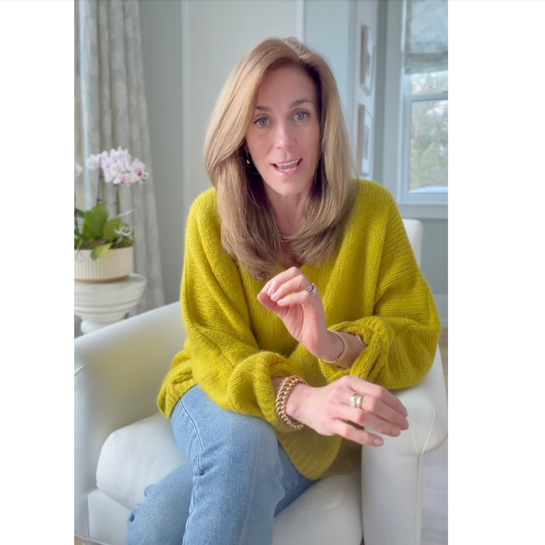 Mohair Blend V-Neck Sweater - Sarah's Chartreuse Green - Putti Fine Furnishings