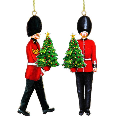 London Guard with Christmas Tree Wood Ornament | Putti Christmas Decorations