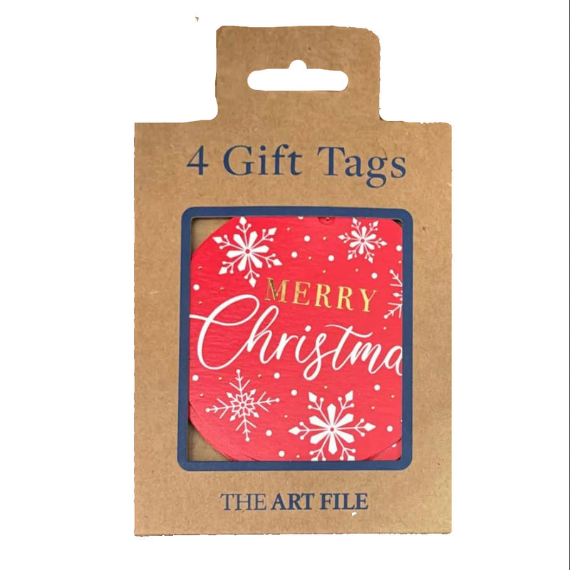 The Art File "Merry Christmas" Red Snowflake Gift Tags