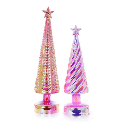 Large Iridescent Lit Glass Tree - Pink