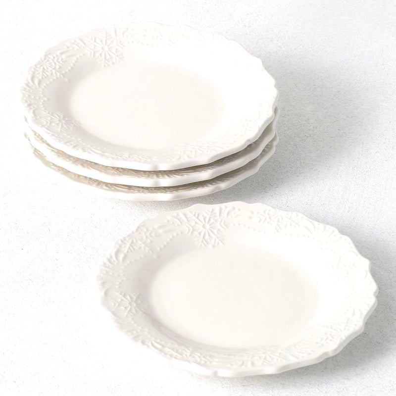 Ceramic Snowflake Side Plates - Set of 4 | Putti Fine Furnishings 