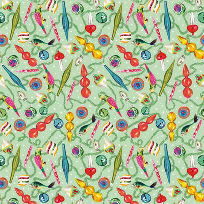 Retro Ornaments Christmas Wrapping Paper Roll