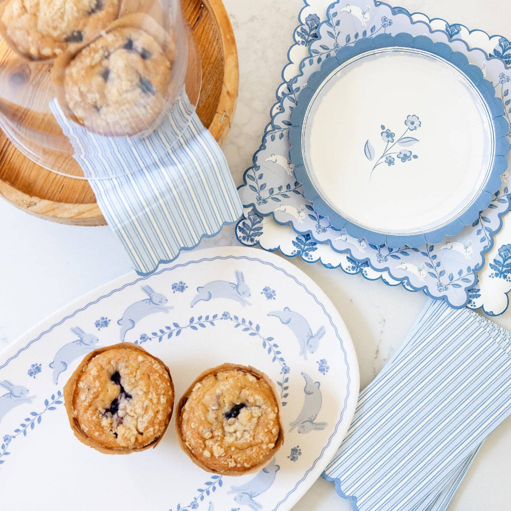 Blue & White Flower Paper Plate | Putti Party Supplies