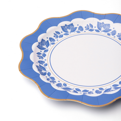 Bonjour Fête Belle Blue Floral Paper Dinner Plates | Putti Party Supplies
