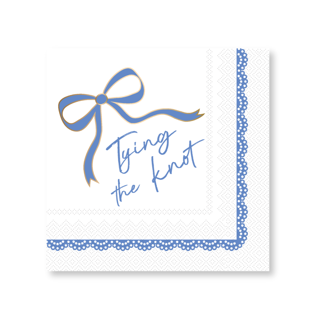Bonjour Fête Blue "Tying the Knot" Cocktail Napkin | Putti Party Supplies