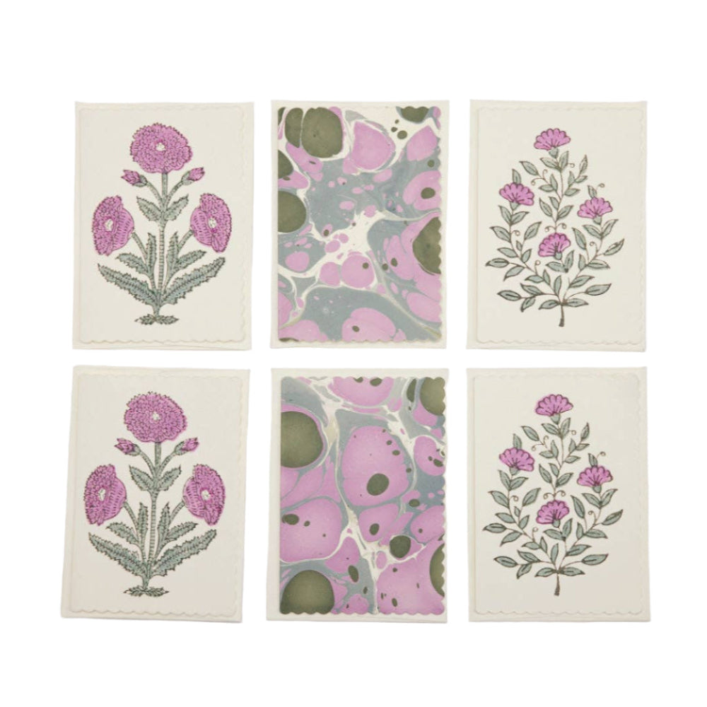 Boxed Artisan Notecard Set - Malika Lilac | Putti Fine Furnishings