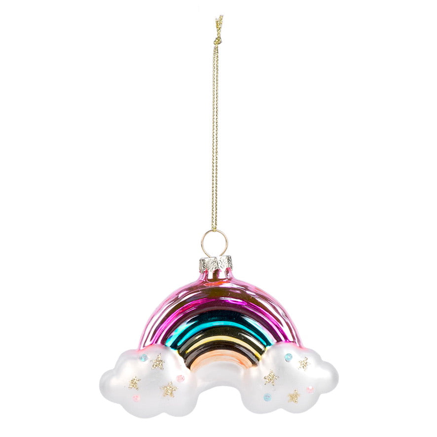 Rainbow with Clouds Glass Ornament | Putti Christmas Decorations