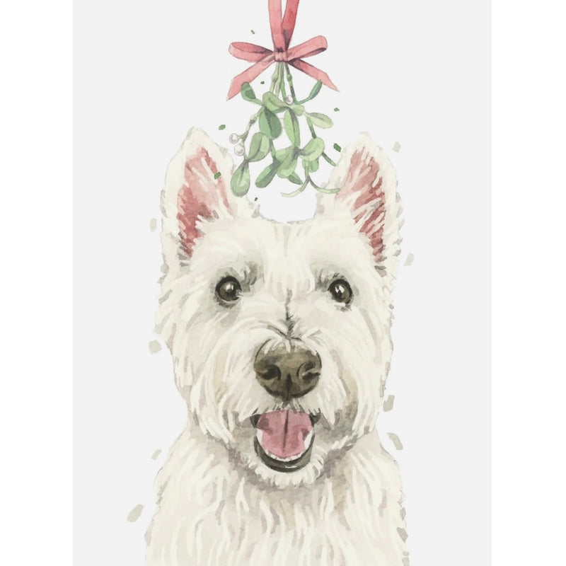 West Highland Terrier Westie with Mistletoe Christmas Greeting Card | Putti Christmas