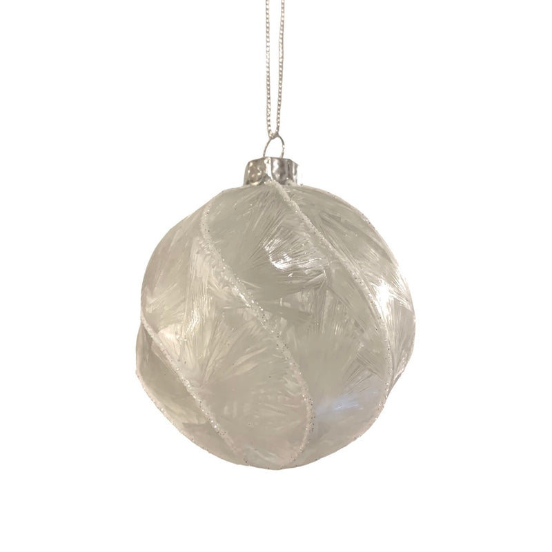 Frosted Spiral Glass Ball Ornament