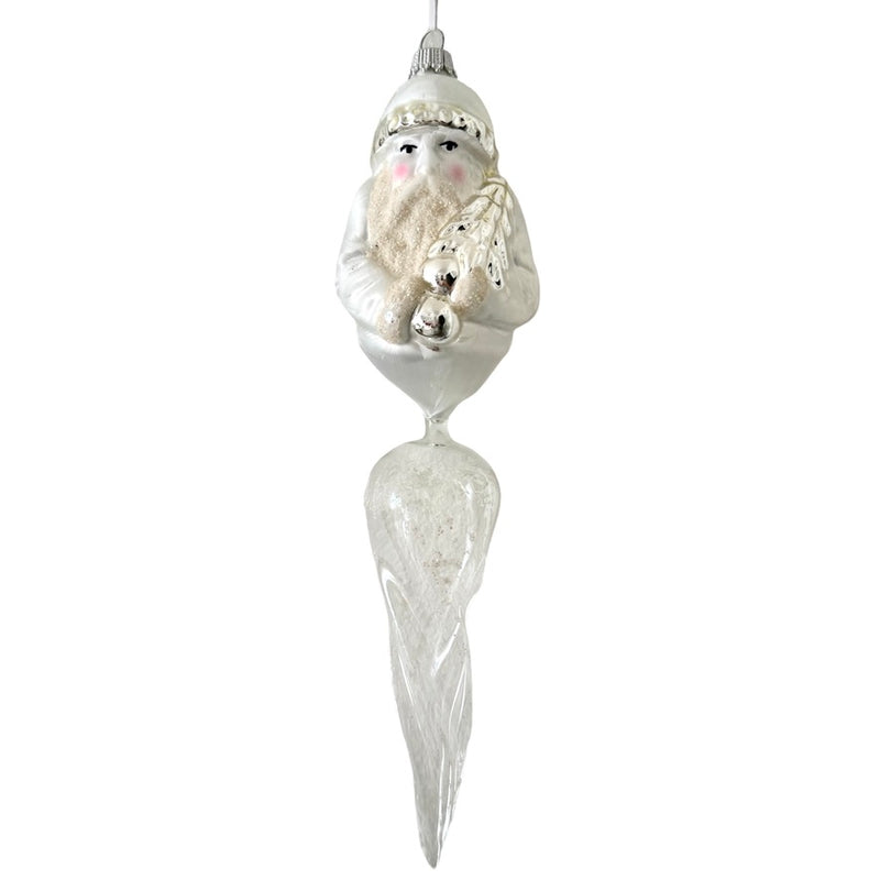 Santa Icicle Glass Ornament