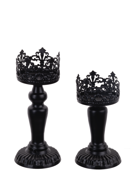 Black Scroll Pillar Holders