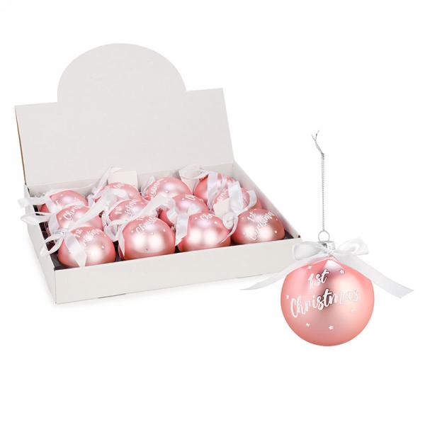 Baby's "1st Christmas" Glass Ball Ornament - Pink | Putti Christmas Decorations