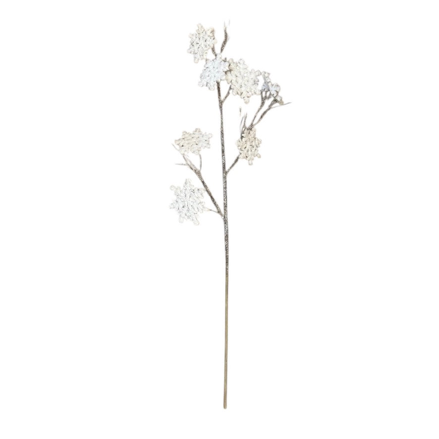 White Snowflake Twig Pick | Putti Christmas Canada