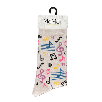 Women's Bamboo Crew Socks - Musical Notes Heather