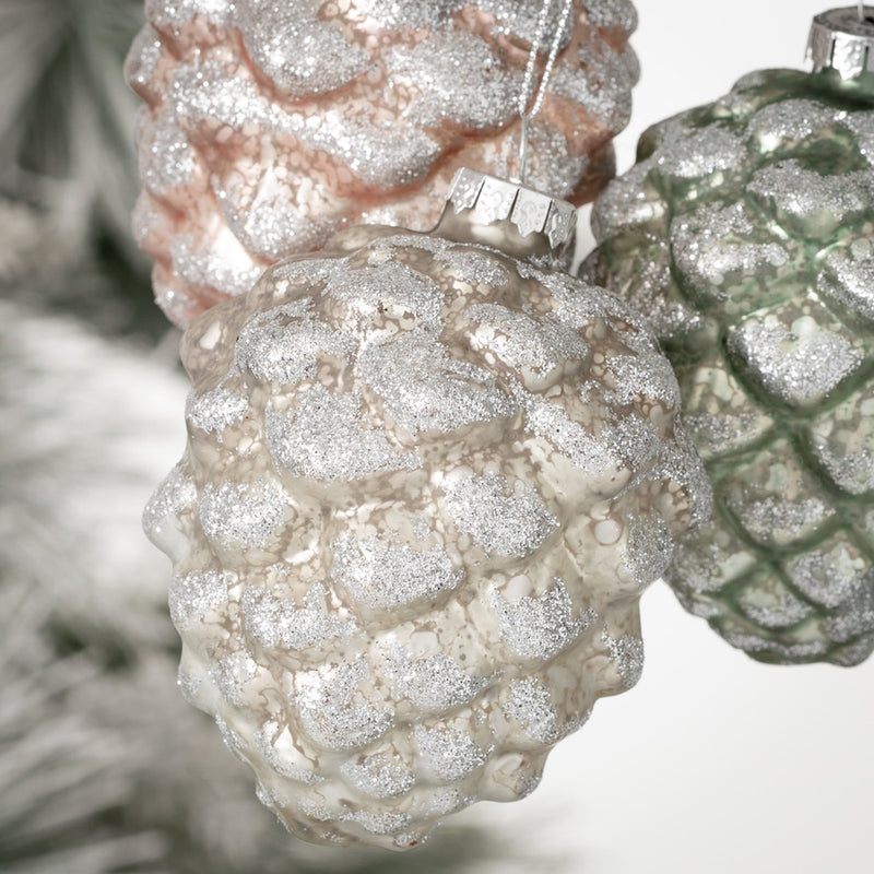 Vintage Charm Pastel Glass Acorn Ornament