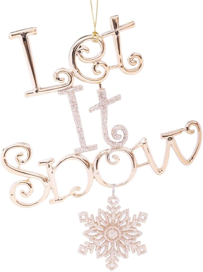 Let It Snow with Snowflake Ornament Rose Gold