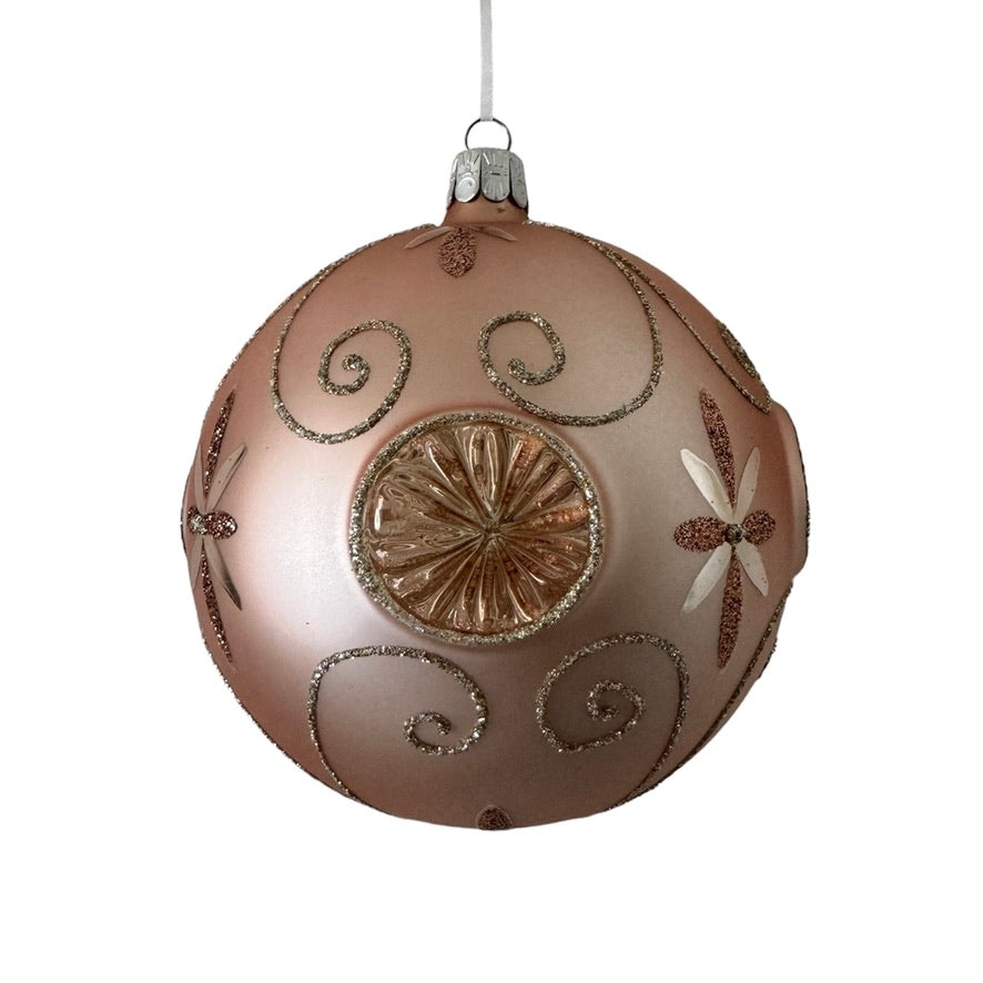 Blush Pink European Glass Reflector Ornament
