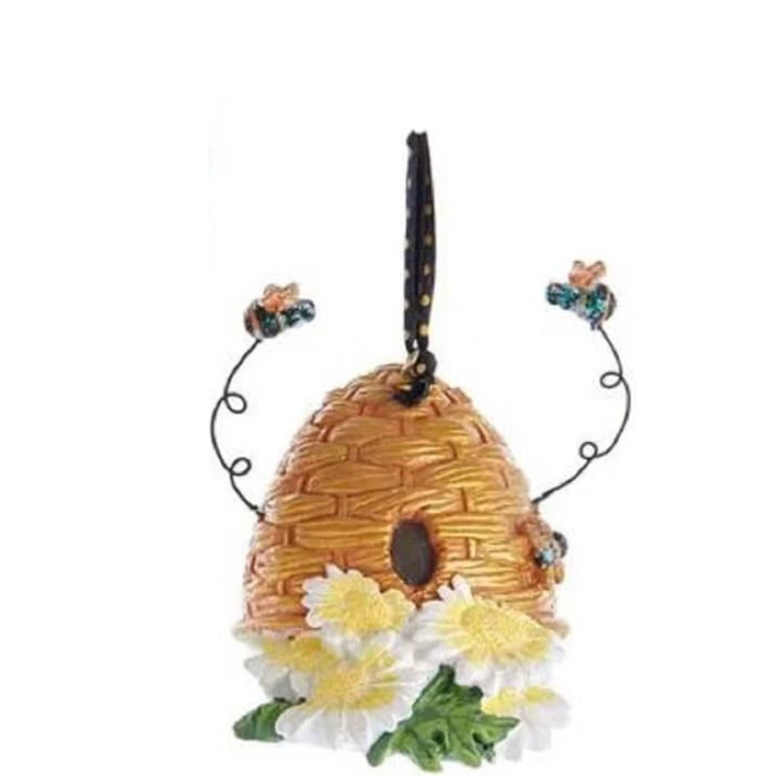 Kurt Adler Resin Bee Hive with Flowers