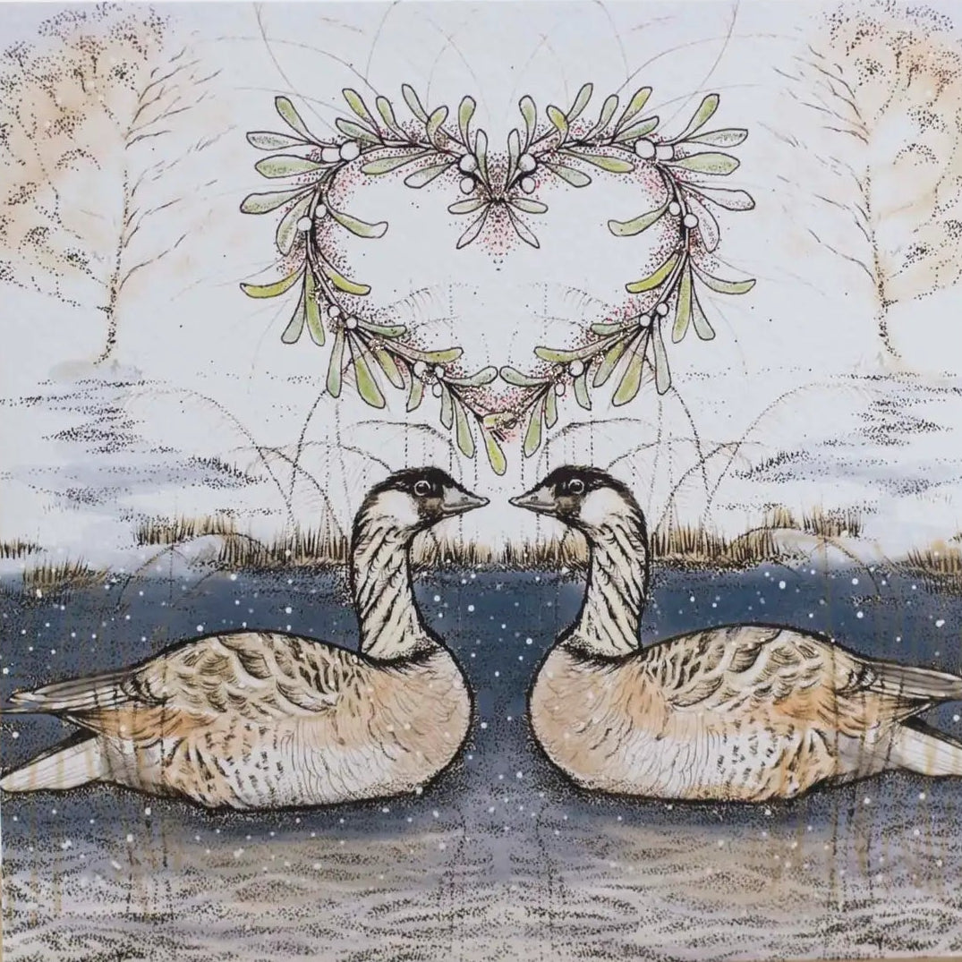 Canada Geese Heart Wreath Greeting Card | Putti Fine Furnishings