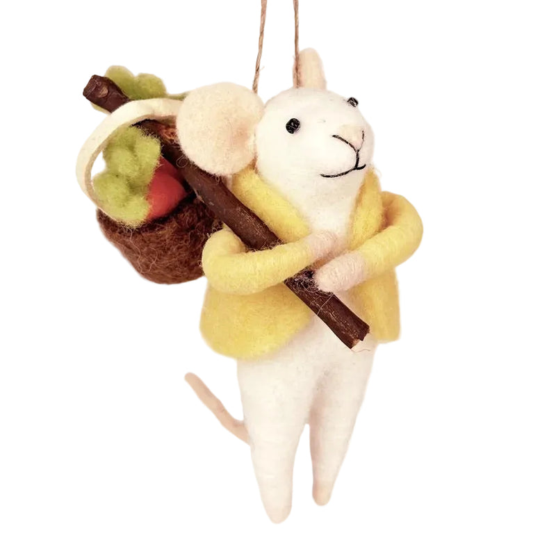 "Carrot Carl" Felt Mouse Ornament | Putti Decorations