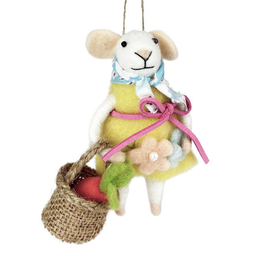 "Carrot Carol" Felt Mouse Ornament | Putti Decorations