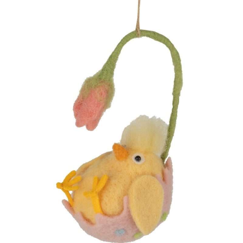 Chick in Flower Cup Felt Ornament | Putti Canada