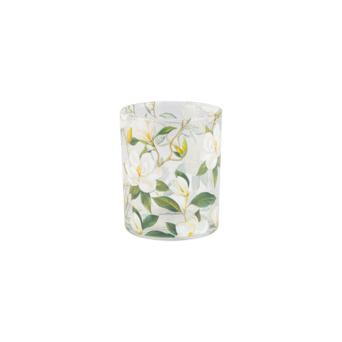 Clear Glass Tea Light with Magnolia Pattern | Putti Christmas Celebrations