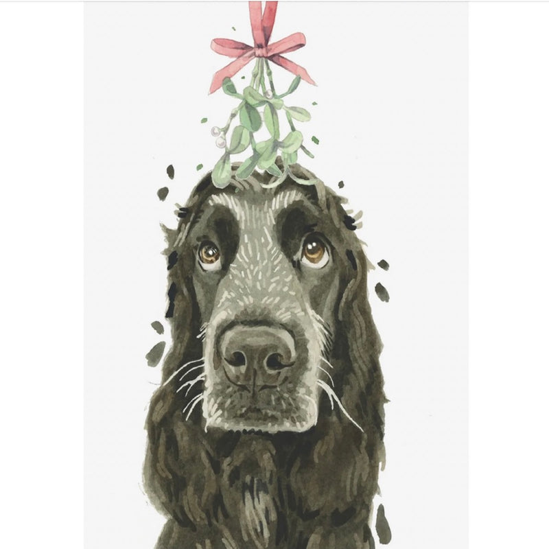 Cocker Spaniel with Mistletoe Christmas Greeting Card | Putti Christmas