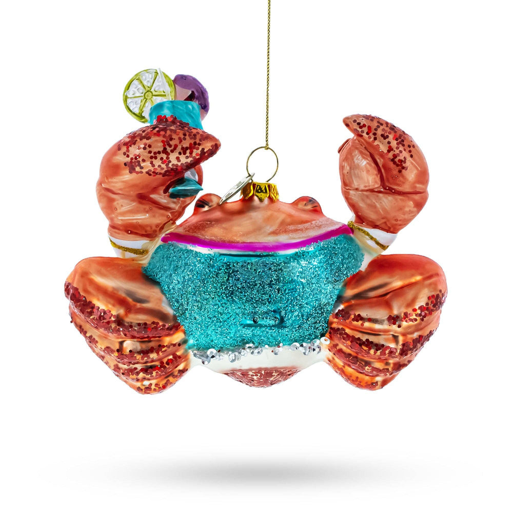 Cocktail Party Crab Glass Ornament | Putti Christmas Decorations