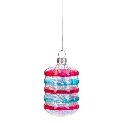 Colorful Glass Drop with Tinsel Ornament - Green | Putti Christmas Decorations